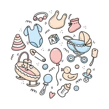 Hand drawn set of shower elements Stock Illustration