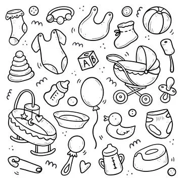 Hand drawn set of shower elements Stock Illustration