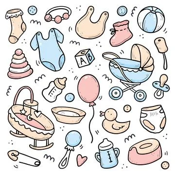 Hand drawn set of shower elements Stock Illustration