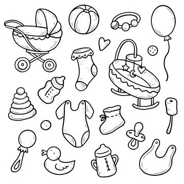 Hand drawn set of shower elements Stock Illustration