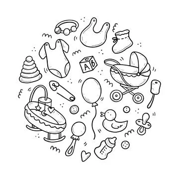 Hand drawn set of shower elements Stock Illustration