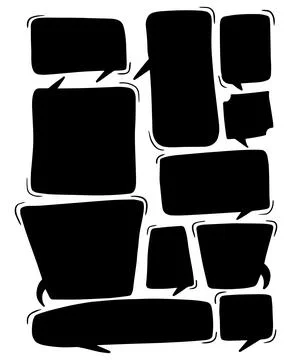 Hand drawn Set of speech dialogues, comic style speaking bubbles Stock Illustration
