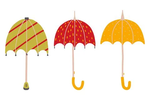 Hand-drawn set of umbrellas. Stock Illustration