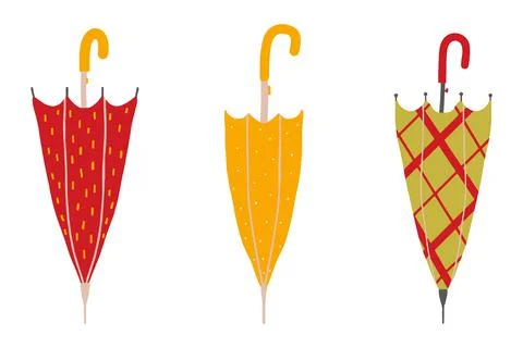 Hand-drawn set of umbrellas. Stock Illustration