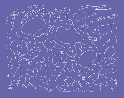 Hand-drawn set of vector doodle of elements for use in design. Isolated icons on イラスト素材