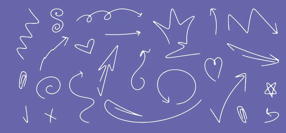 Hand-drawn set of vector doodle of elements for use in design. Isolated icons on Illustrazione stock