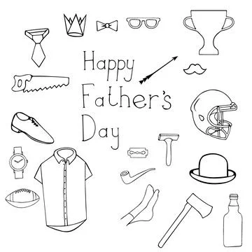 Hand drawn set of vector illustrations for father's day. Stock Illustration