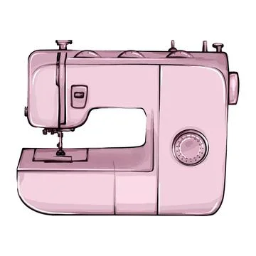 Hand-drawn sewing machine retro sketch for your design. A modern illustration of Stock Illustration