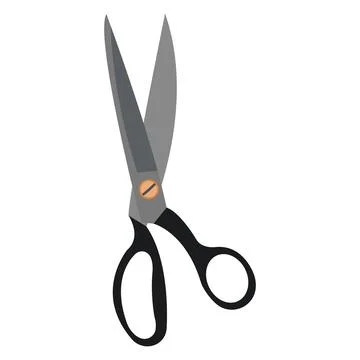 Hand drawn sewing scissors with black handles. Stock Illustration