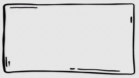 Hand Drawn Shaky Rectangular Scribble Frame Border Loop Transparent Stock Footage 347496278