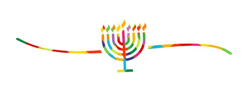Hand drawn shape menorah colored stained glass Stock Illustration