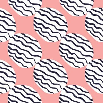 Hand drawn shapes seamless pattern. Doodle circle wallpaper. イラスト素材