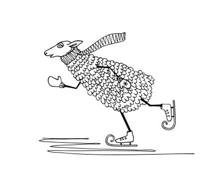 Hand drawn sheep character Stock Illustration