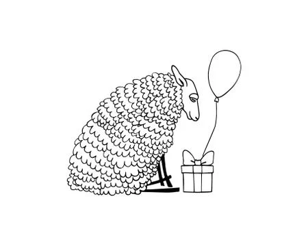 Hand drawn sheep character Stock Illustration