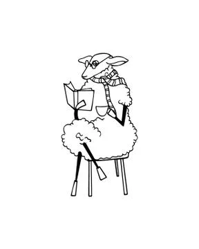 Hand drawn sheep character Stock Illustration