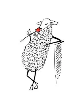 Hand drawn sheep character Illustrazione stock