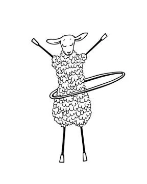 Hand drawn sheep character Stock Illustration