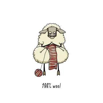 Hand drawn sheep character Stock Illustration