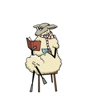 Hand drawn sheep character Stock Illustration