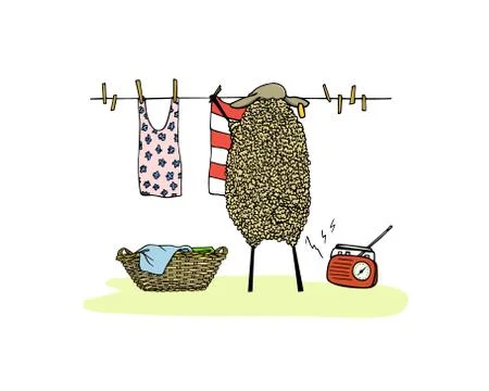 Hand drawn sheep character Stock Illustration