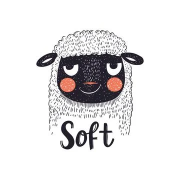 Hand-Drawn Sheep Illustration with Soft Text for children s designs, cozy decor Stock Illustration