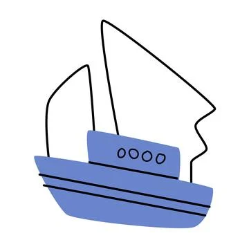 Hand drawn ship in doodle style, vector icon isolated Stock Illustration