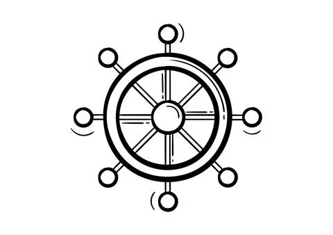 Hand drawn ship steering wheel Stock Illustration