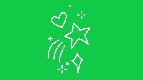 Hand Drawn Shooting Star and Heart Animation on Green Screen Overlay Vidéo 336578974