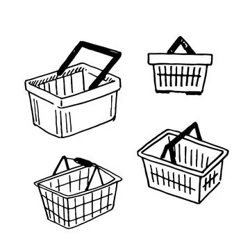 Hand drawn shopping basket Stock Illustration