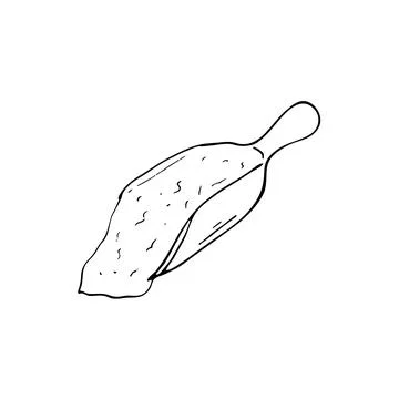Hand-drawn shovel with flour Stock Illustration