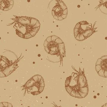 Hand drawn shrimp pattern Stock Illustration