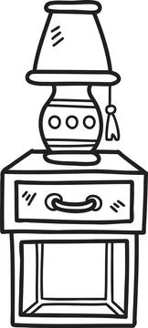Hand Drawn Side tables and lamps illustration Illustrazione stock