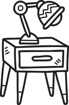 Hand Drawn Side tables and lamps illustration Illustrazione stock
