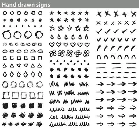 Hand drawn signs Иллюстрация