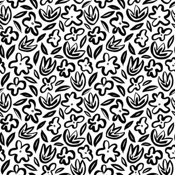 Hand drawn simple abstract flower seamless pattern 스톡 일러스트