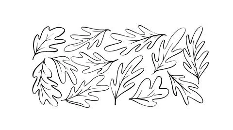Hand drawn simple black vector oak leaves. Stock Illustration