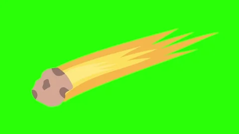 Hand Drawn Simple Cartoon Meteor Rock with Fire Trail Animation Green Screen Stock Footage 336849741