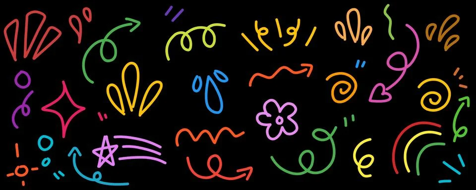 Hand drawn simple elements set. Doodle vector illustration Illustrazione stock