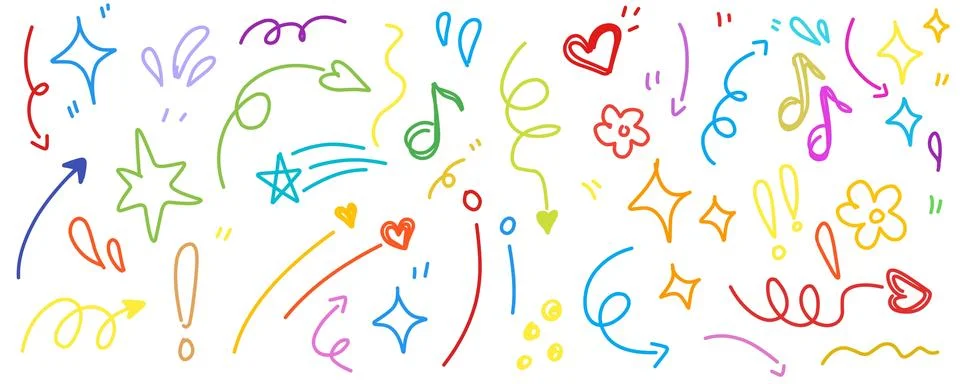 Hand drawn simple elements set. Doodle vector illustration 스톡 일러스트