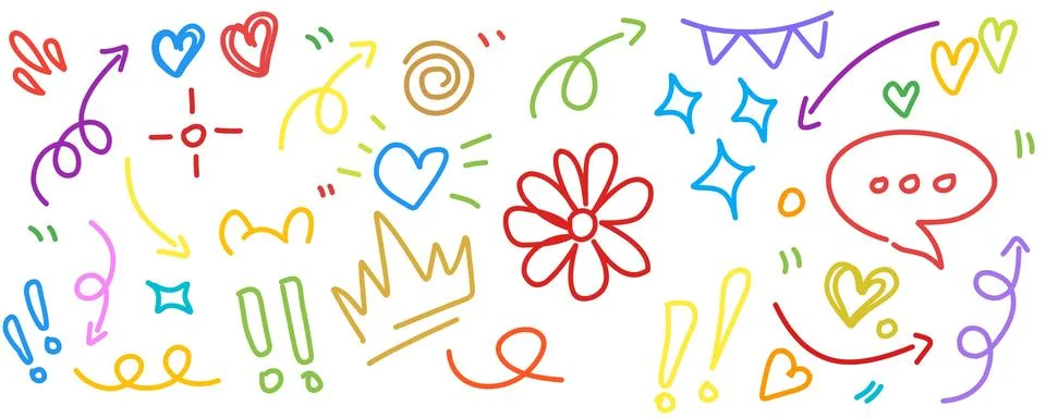 Hand drawn simple elements set. Doodle vector illustration Illustrazione stock