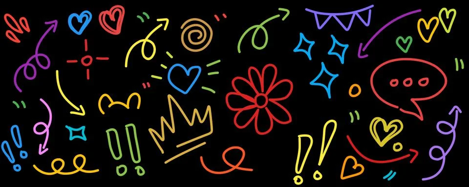 Hand drawn simple elements set. Doodle vector illustration Illustrazione stock