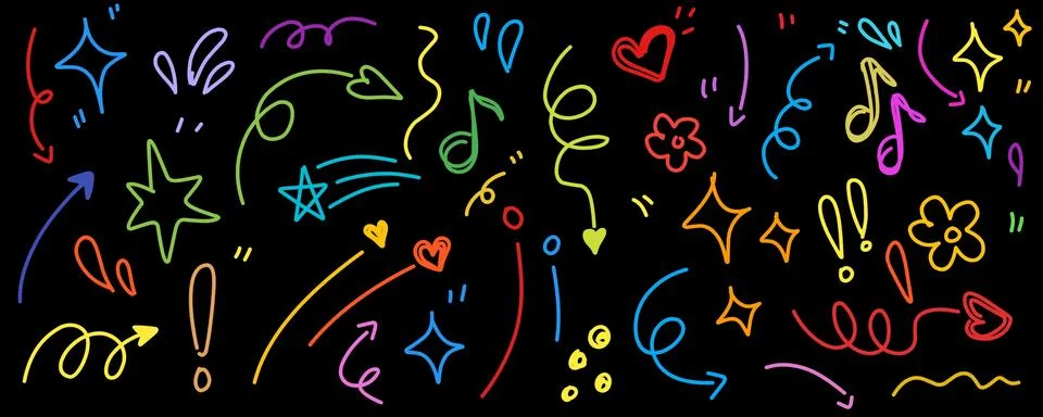 Hand drawn simple elements set. Doodle vector illustration Stockillustratie