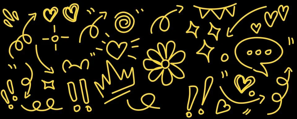 Hand drawn simple elements set. Doodle vector illustration イラスト素材