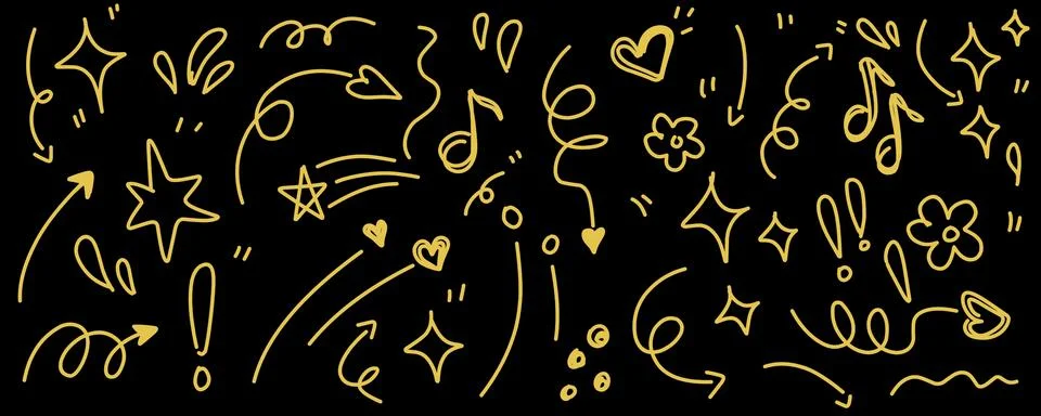 Hand drawn simple elements set. Doodle vector illustration Stock Illustration