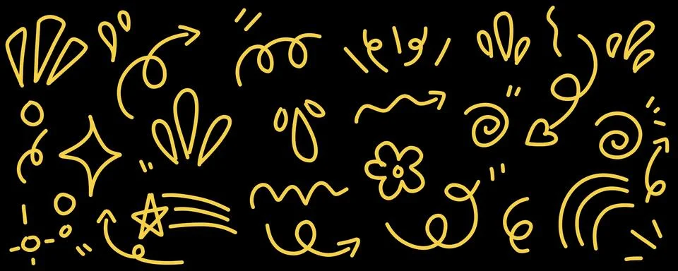 Hand drawn simple elements set. Doodle vector illustration 스톡 일러스트