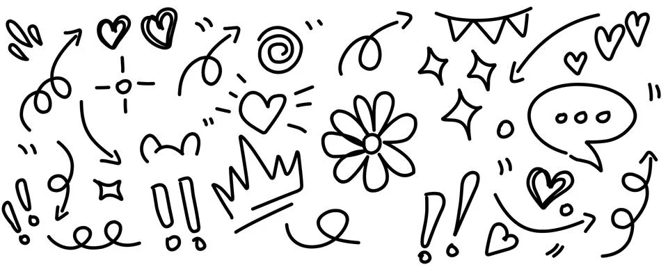 Hand drawn simple elements set. Doodle vector illustration Illustrazione stock