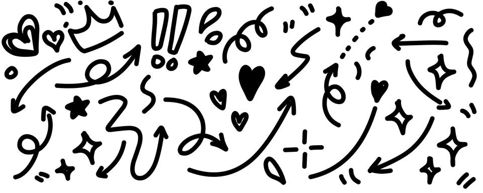 Hand drawn simple elements set. Doodle vector illustration 스톡 일러스트