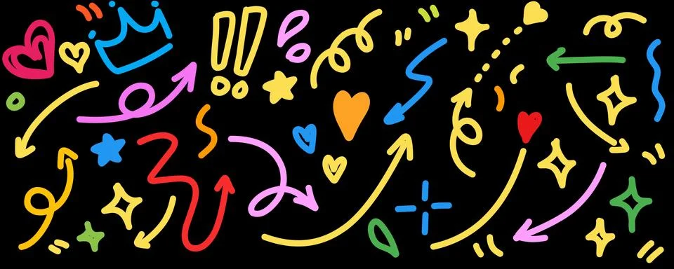 Hand drawn simple elements set. Doodle vector illustration 스톡 일러스트