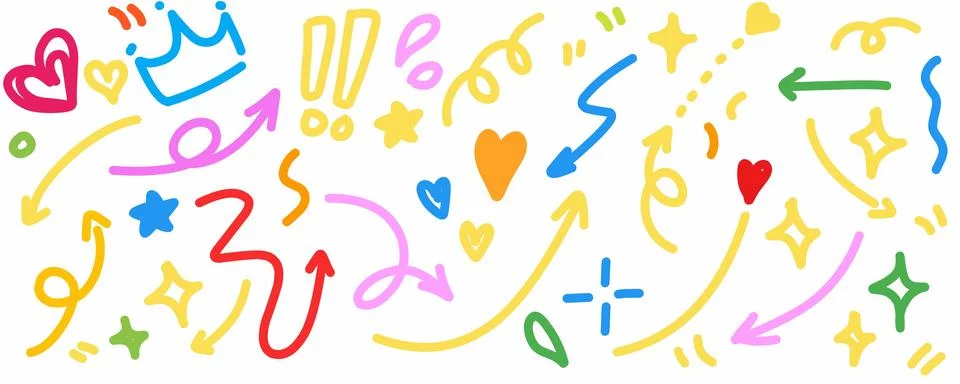 Hand drawn simple elements set. Doodle vector illustration イラスト素材