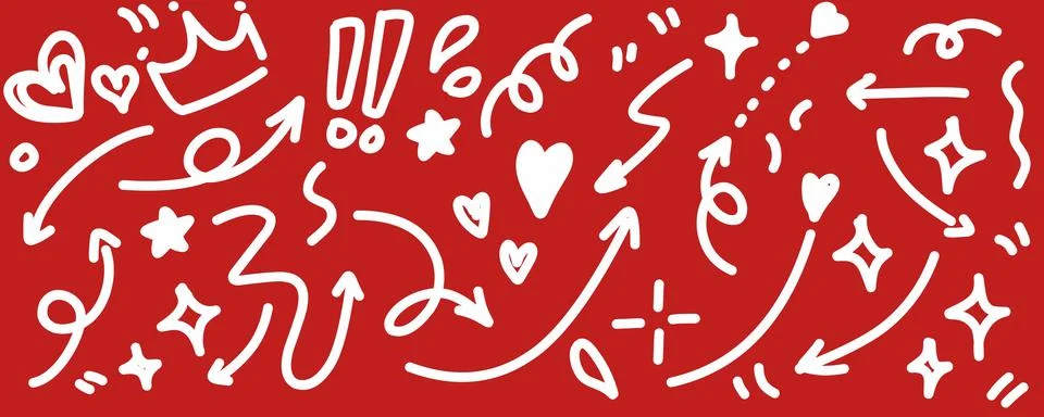 Hand drawn simple elements set. Doodle vector illustration 스톡 일러스트